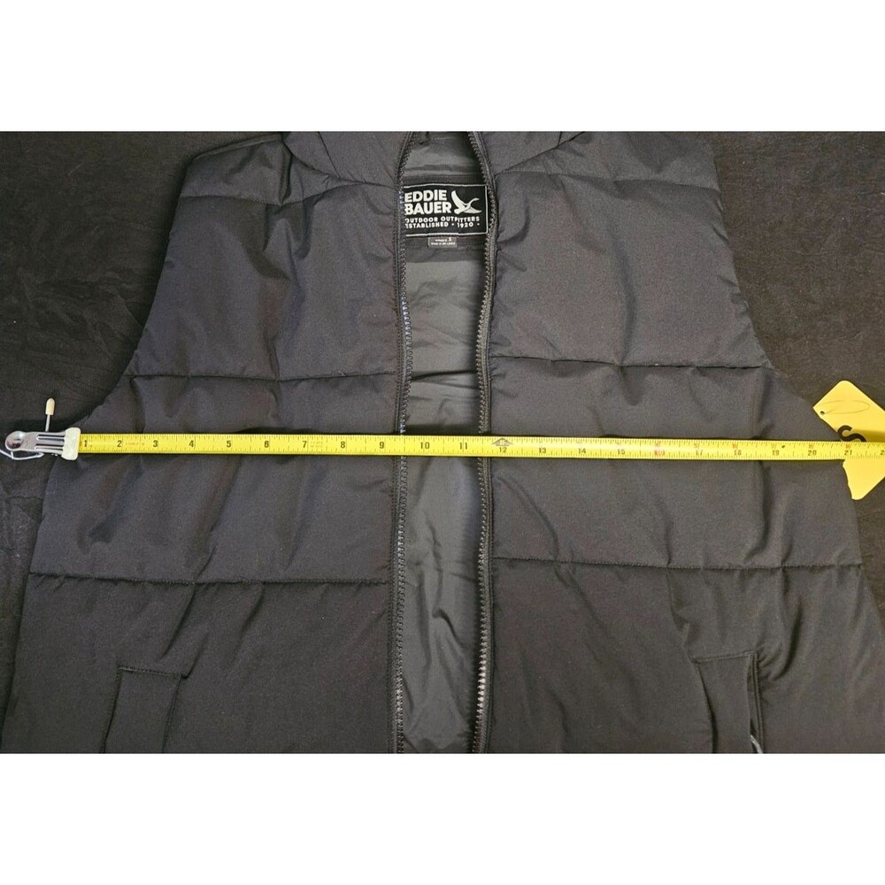 EDDIE BAUER KNEE LENGTH HOODED SZ S PUFFER VEST BLACK NWT - Picture 5 of 9
